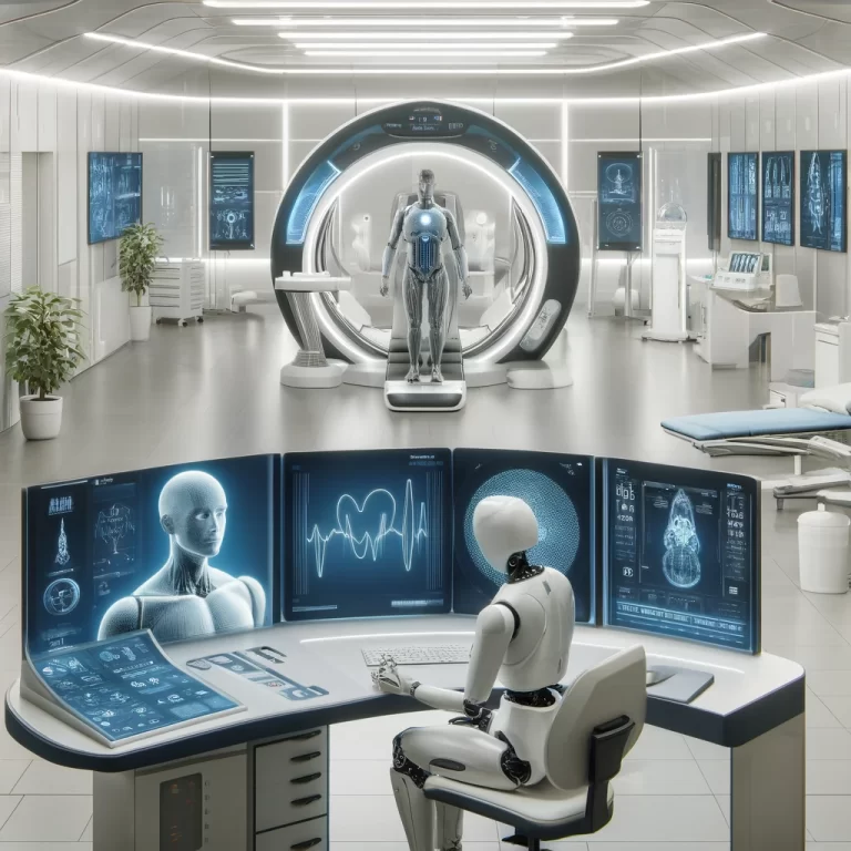 AI 사용법을 설명하고 있으며 AI가 생성한 병원 진료실그림입니다