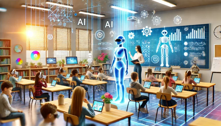 AI 기술로 변화된 미래의 교실.