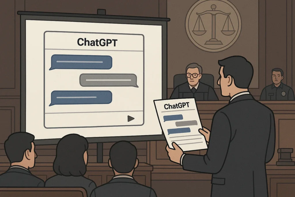 법정에서 증거로 제출된 챗GPT 개인정보 또는 대화 기록 이미지