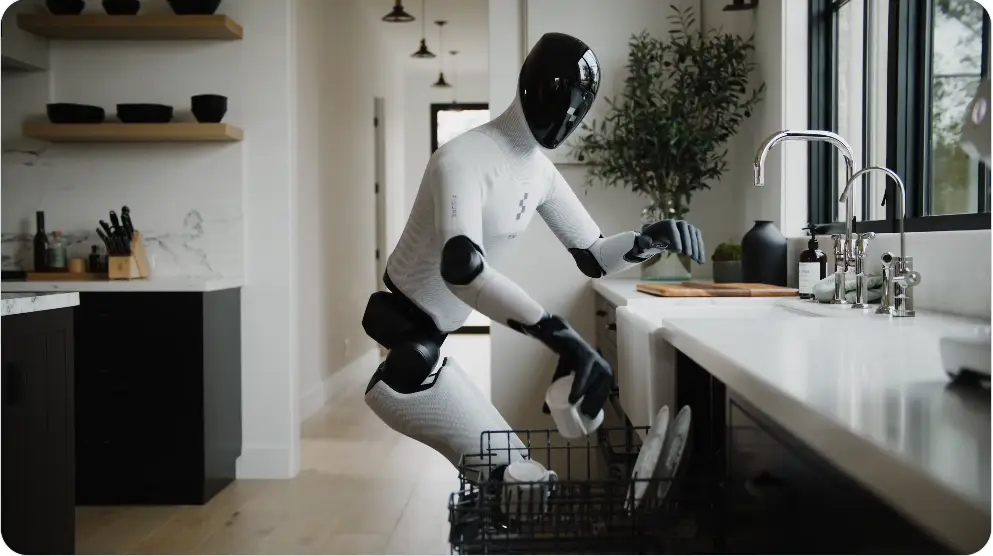 Figure 03 unloads a dishwasher with care, demonstrating its skill in handling everyday household tasks.