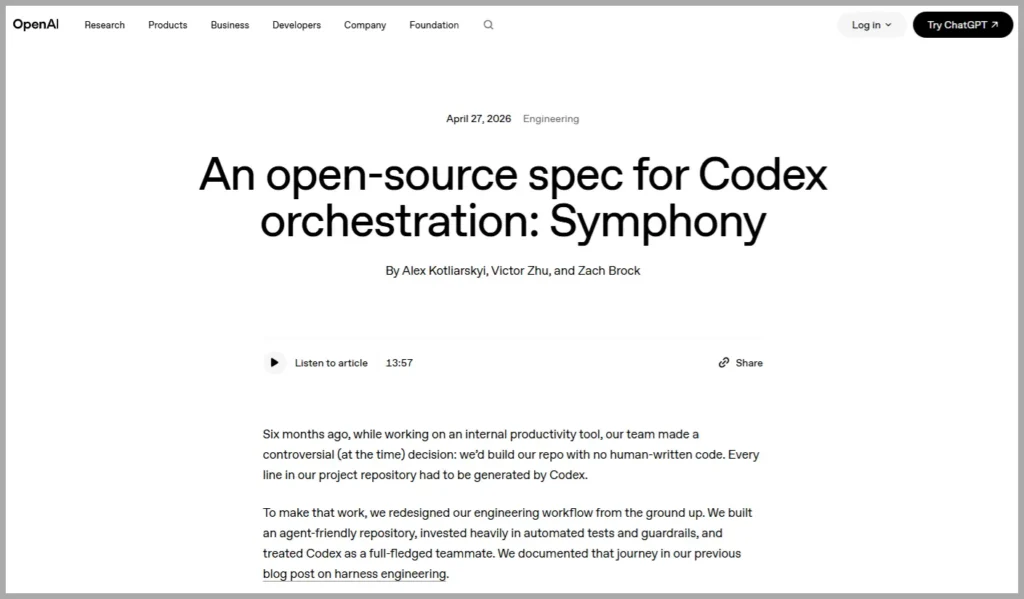 Figure 2. OpenAI Symphony moves coding agents from simple assistance to managed software workflow orchestration.