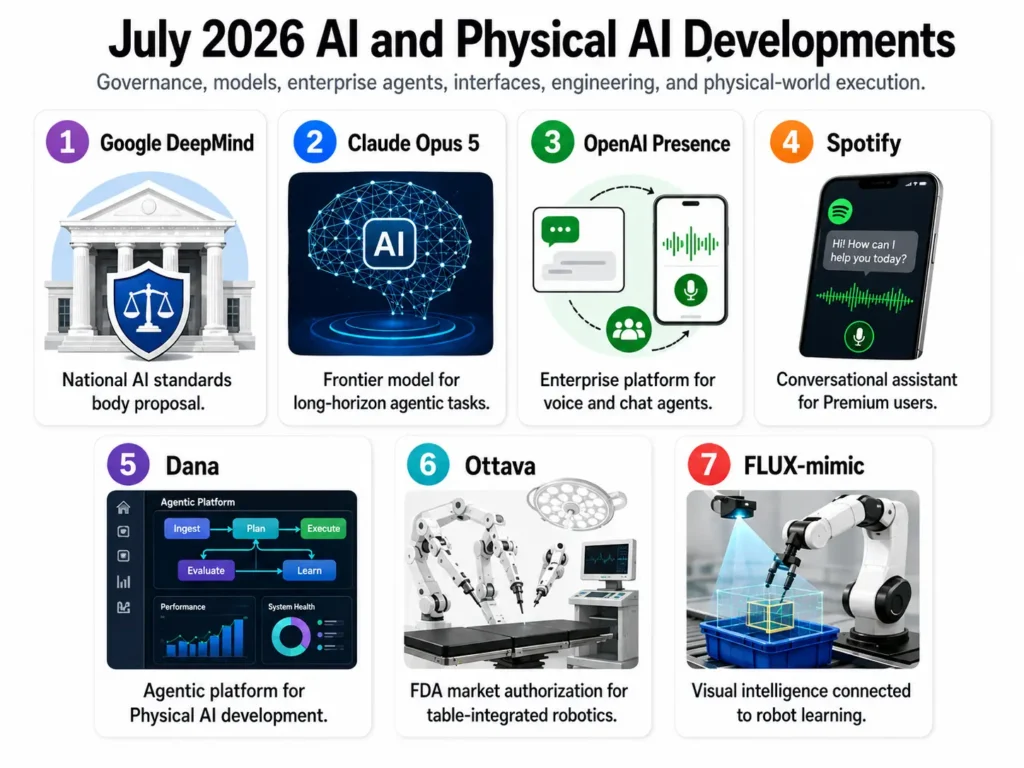 July 2026 AI Developments across governance, enterprise agents, engineering platforms, and Physical AI