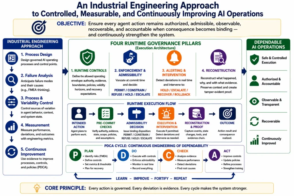 Figure 1. Agentic AI Dependability from governed execution to continuous fortification.