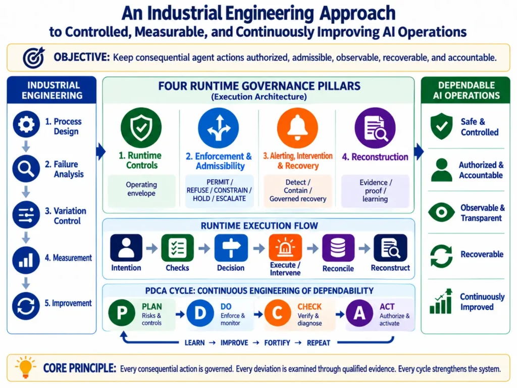 Figure 1. Agentic AI Dependability from governed execution to continuous fortification.